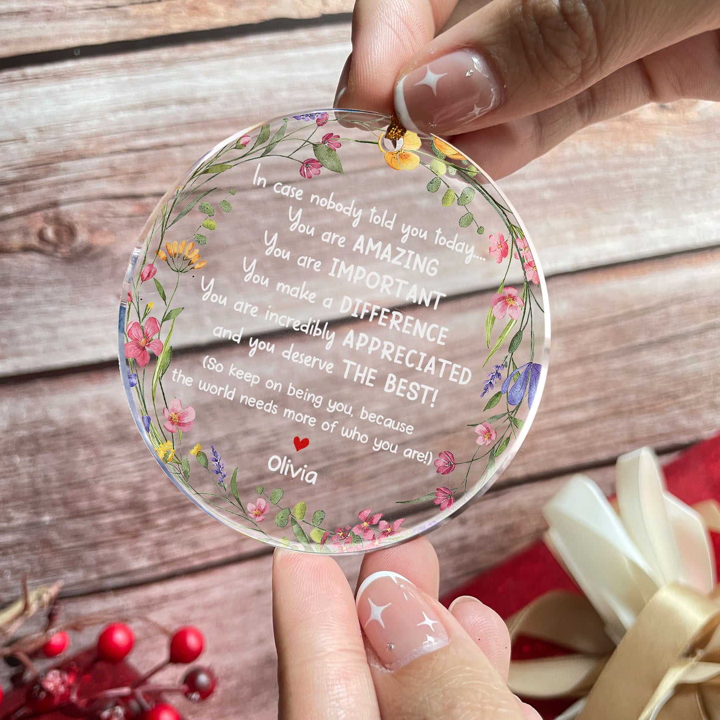 Thank You Gifts - In Case No One Told You Today - Gifts For Friends, Coworkers, Family - Personalized Acrylic Ornament