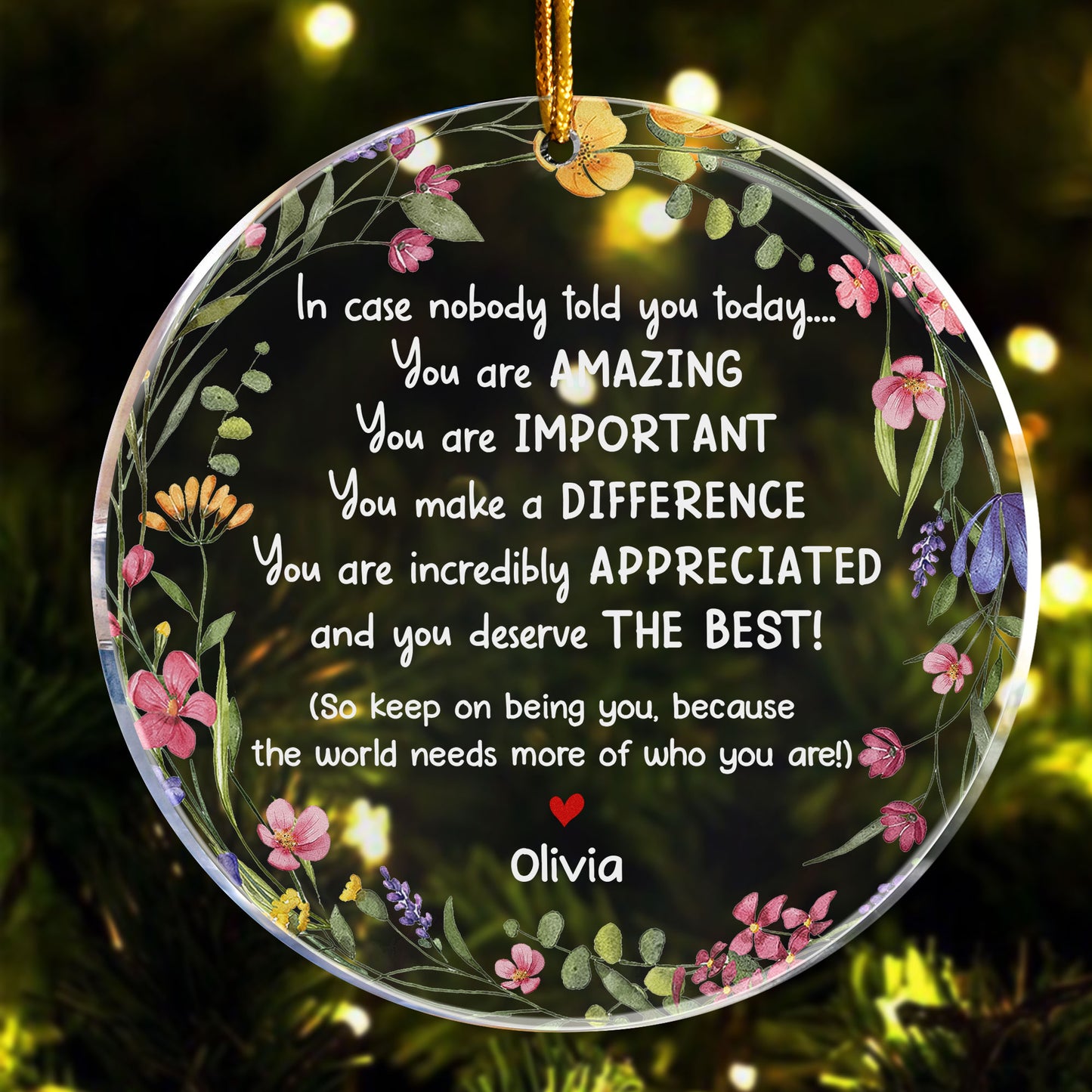 Thank You Gifts - In Case No One Told You Today - Gifts For Friends, Coworkers, Family - Personalized Acrylic Ornament