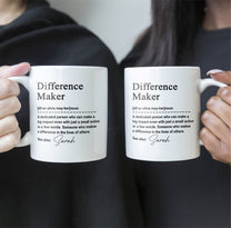 Thank You Mug - Difference Maker - Mentor Appreciation For Coworkers, Family, Leader, Boss - Personalized Mug