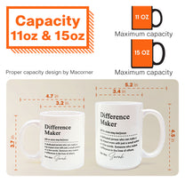 Thank You Mug - Difference Maker - Mentor Appreciation For Coworkers, Family, Leader, Boss - Personalized Mug