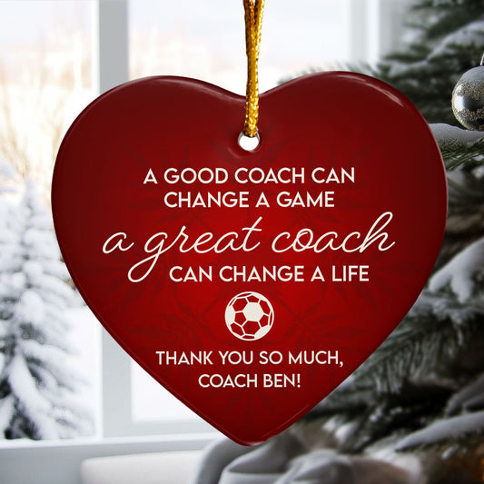 Thank You, Soccer Coach - Personalized Heart Shaped Ceramic Ornament