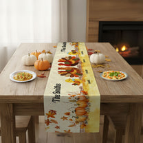 Thankful Goose Turkey Autumn Leaves Cozy Fall Decor - Personalized Table Runner