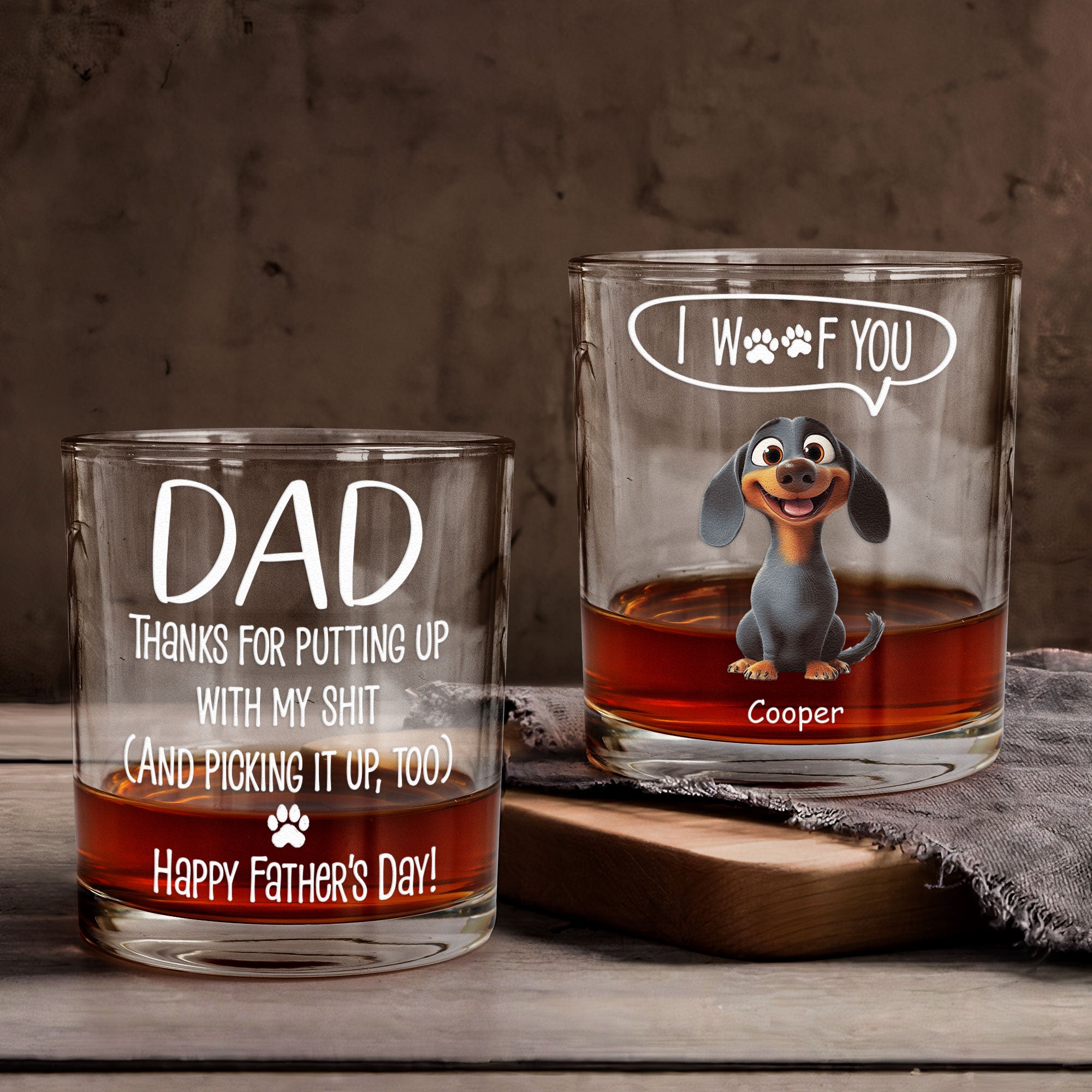 Thanks Dad I Woof You Dog Dad Gift - Personalized Whiskey Glass