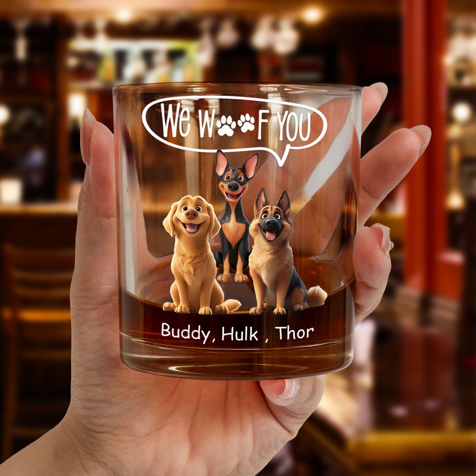 Thanks Dad I Woof You Dog Dad Gift - Personalized Whiskey Glass