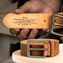 Thanks For All The Amazing Orgasms - Personalized Cowhide Belt