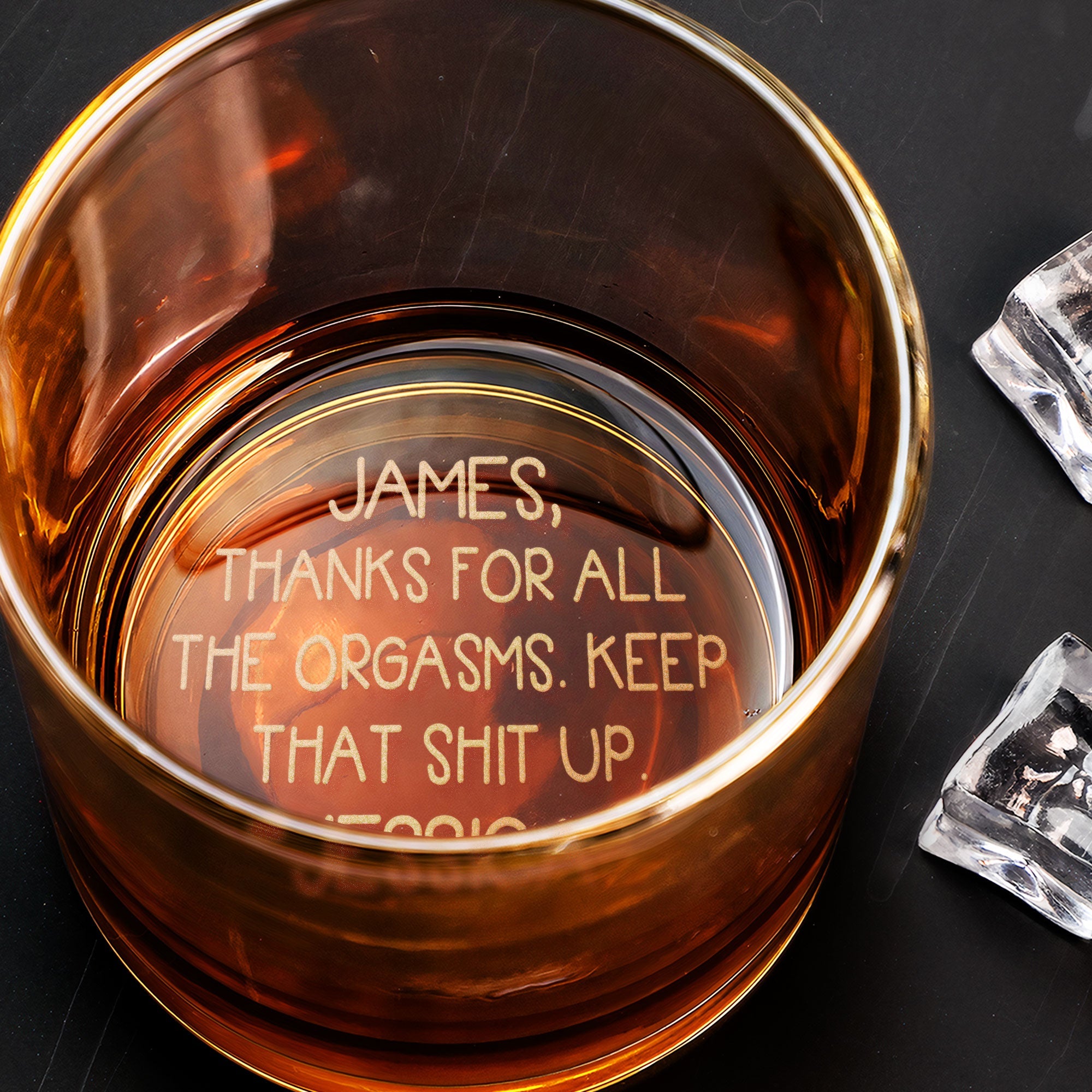 Thanks For All The Orgasms Anniversary Gift For Him - Personalized Engraved Whiskey Glass