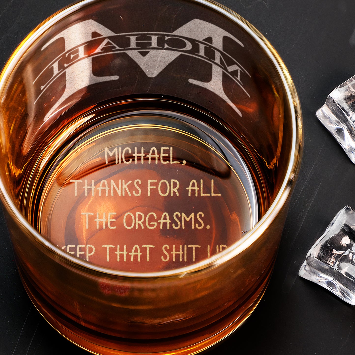 Thanks For All The Orgasms Custom Name Gift For Husband, Boyfriend - Personalized Whiskey Glass