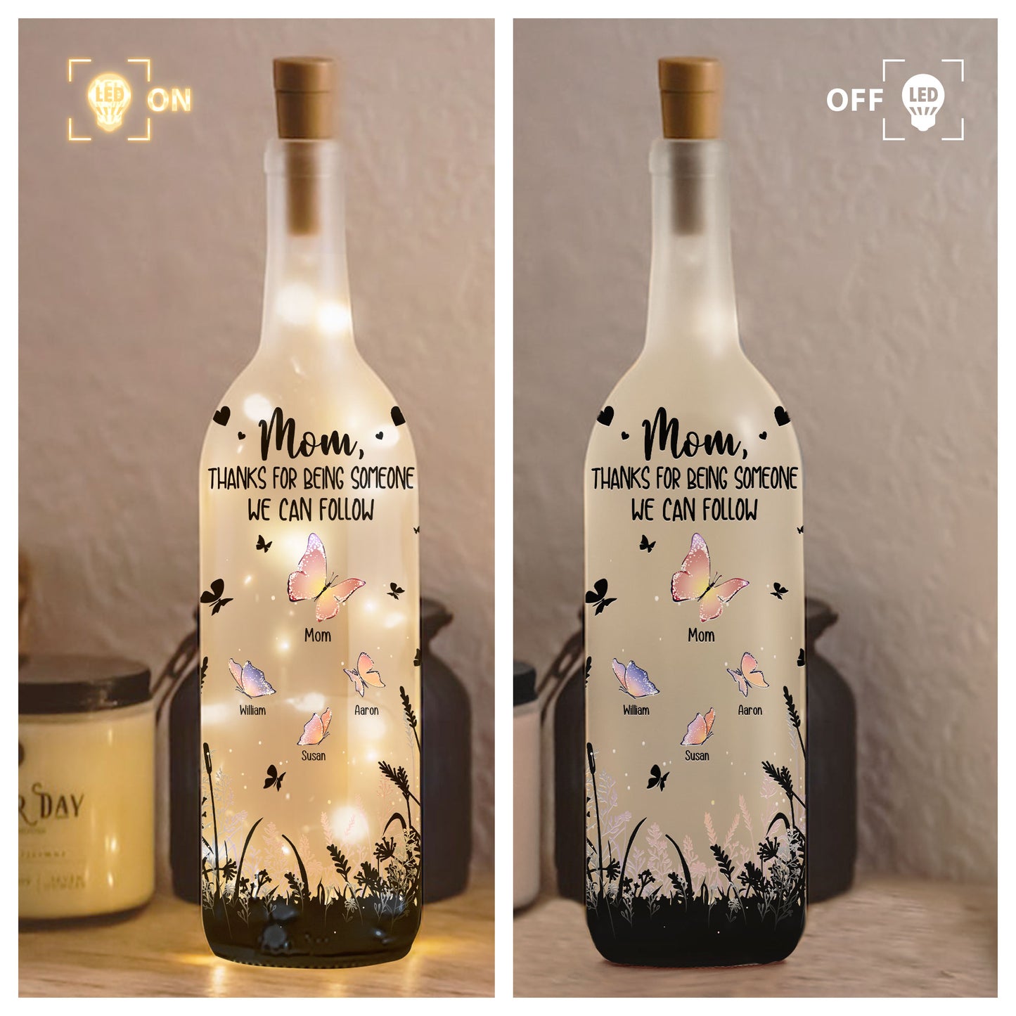 Thanks For Being Someone We Can Follow - Personalized Bottle Lamp