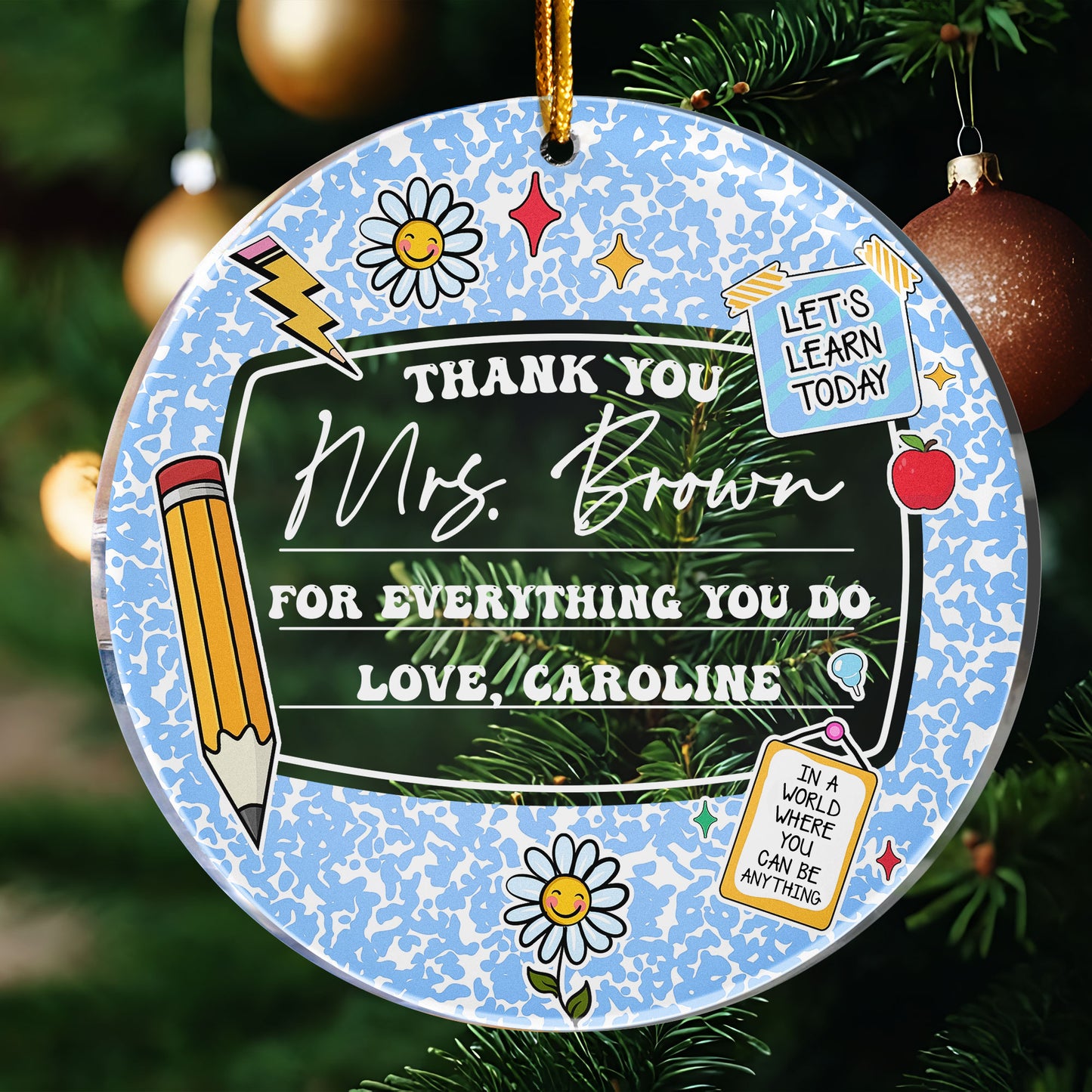 Thanks For Everything You Do Christmas Teacher Ornament - Personalized Acrylic Ornament