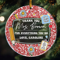 Thanks For Everything You Do Christmas Teacher Ornament - Personalized Acrylic Ornament