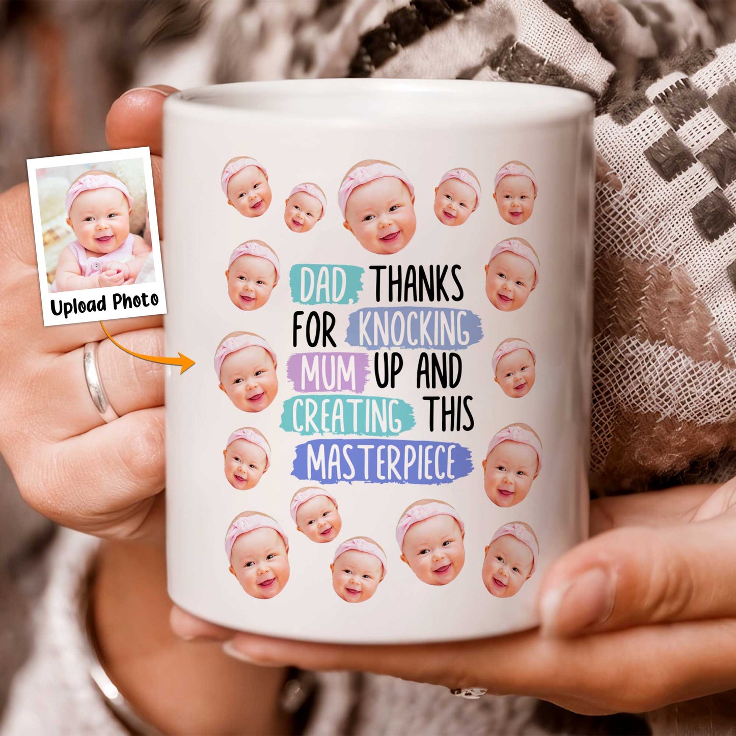Thanks For Knocking Mum Up - Personalized Photo Mug