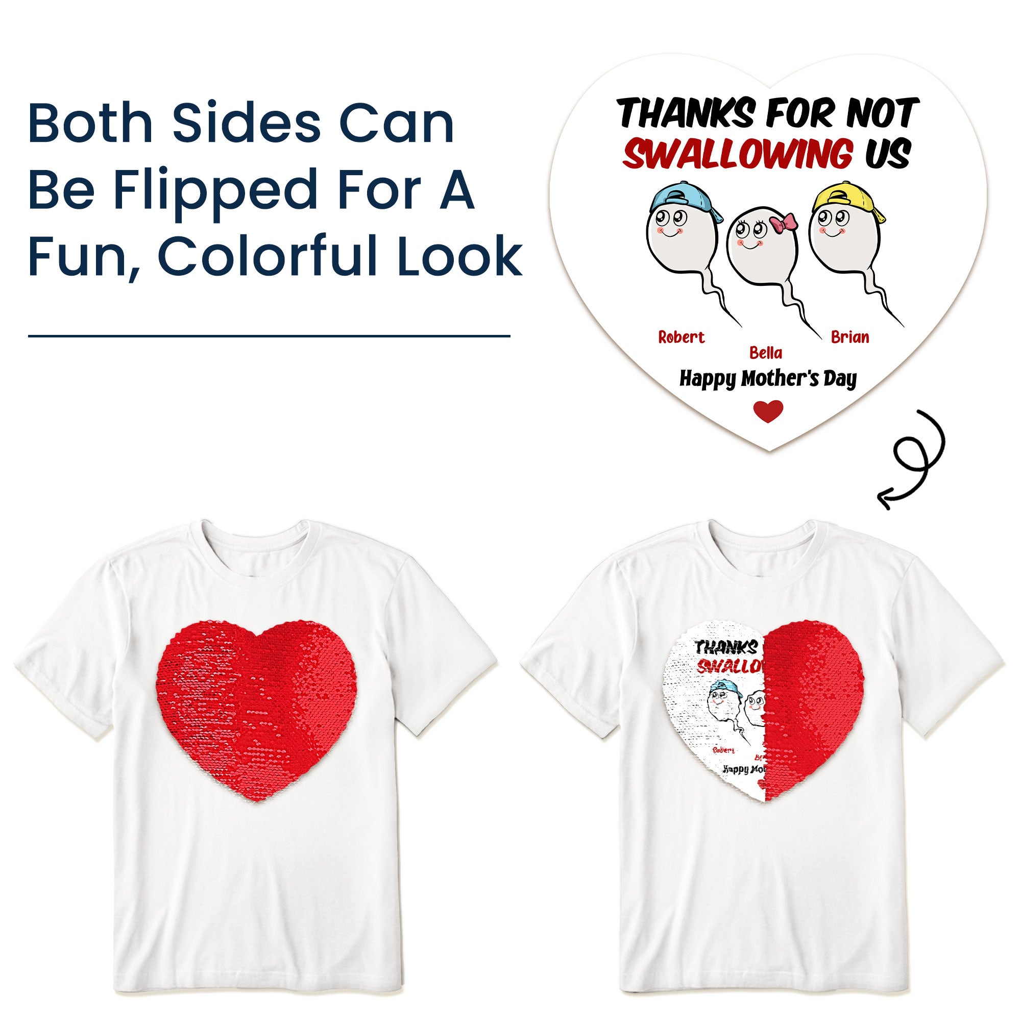 Thanks For Not Swallowing Us Funny Mom Gift - Personalized Sequin Shirt