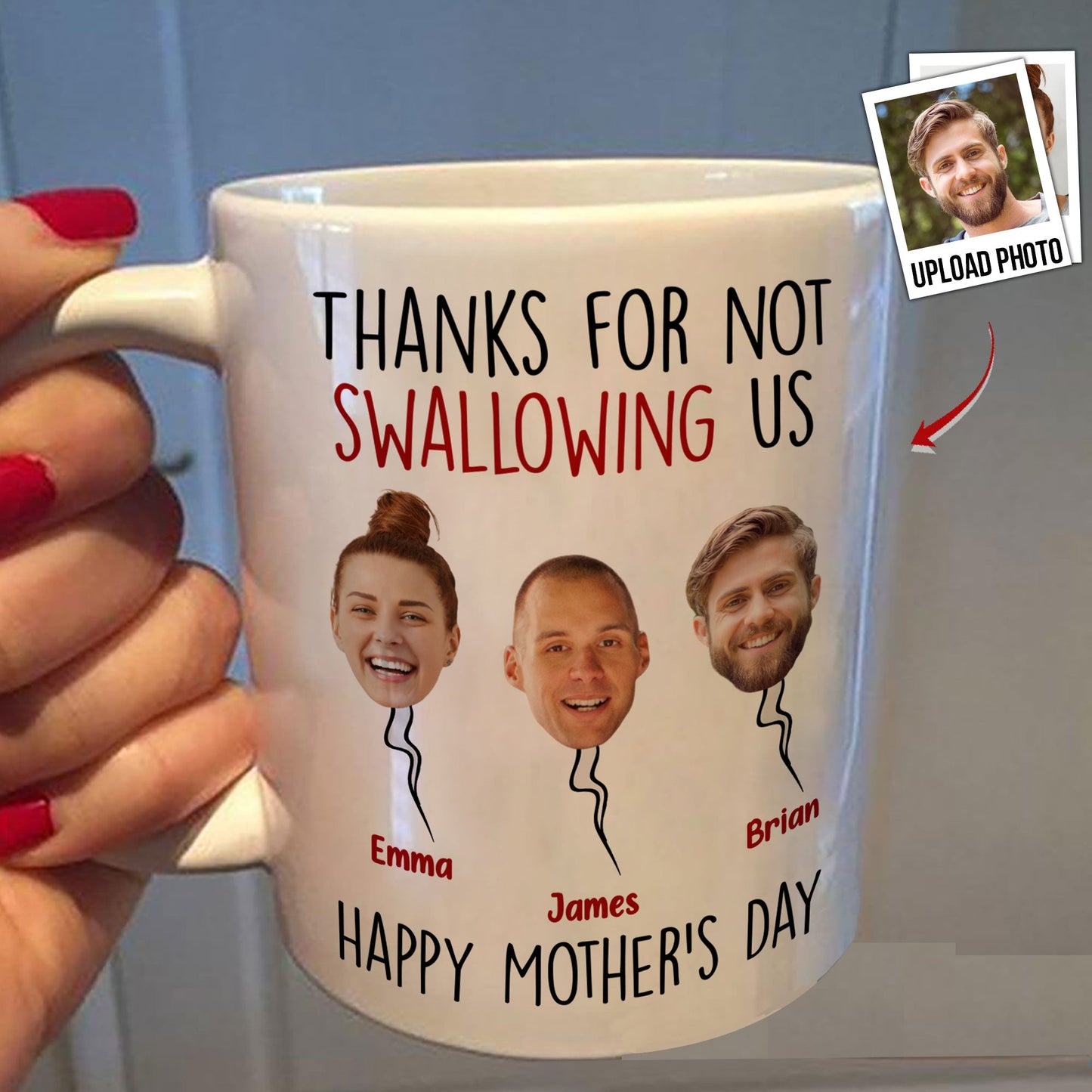 Thanks For Not Swallowing Us - Personalized Photo Mug