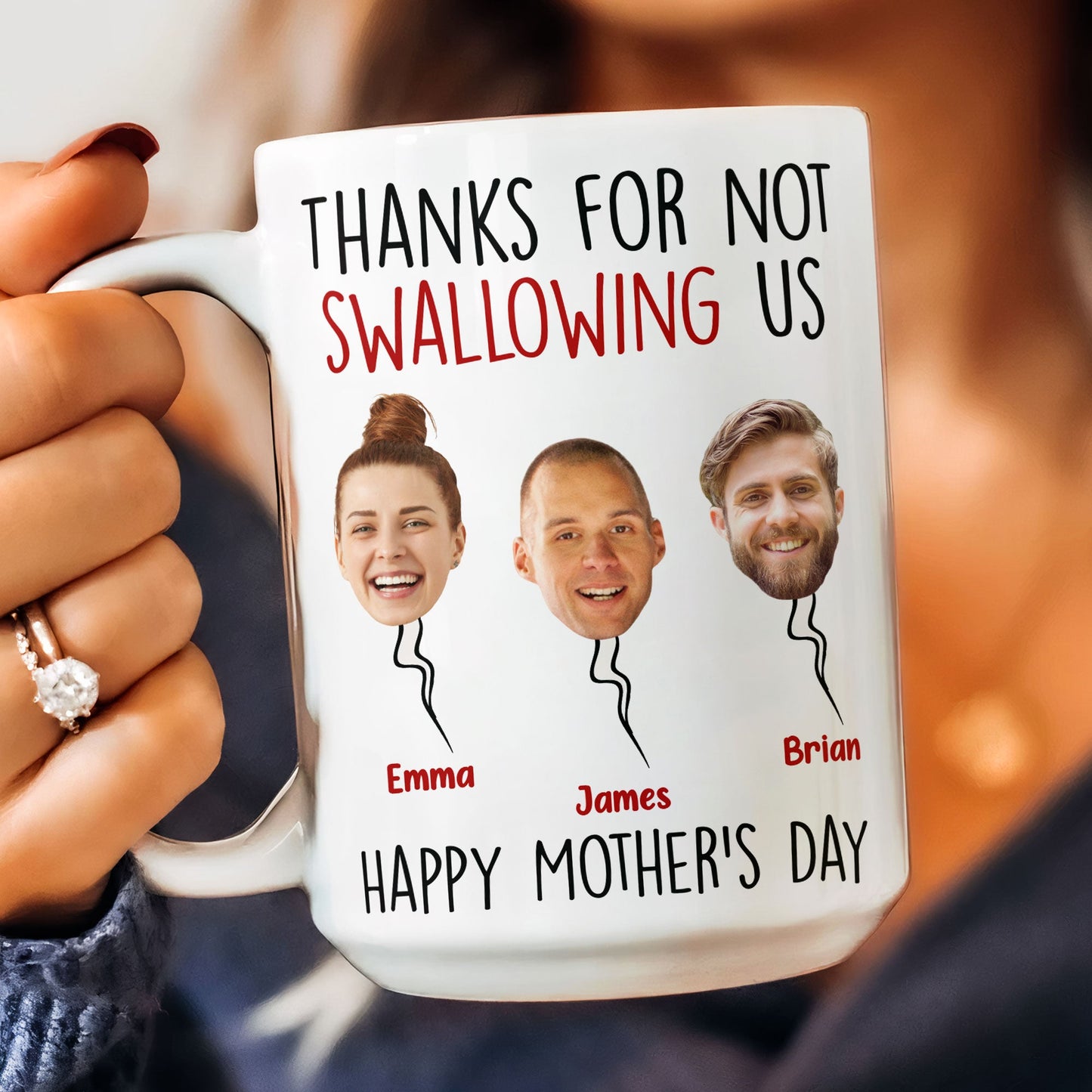 Thanks For Not Swallowing Us - Personalized Photo Mug