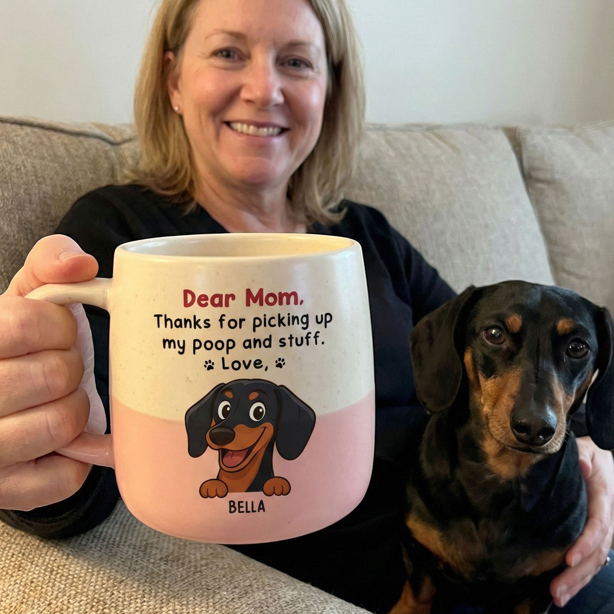 Thanks For Picking Up My Poop And Stuff - Personalized Two-Tone Mug