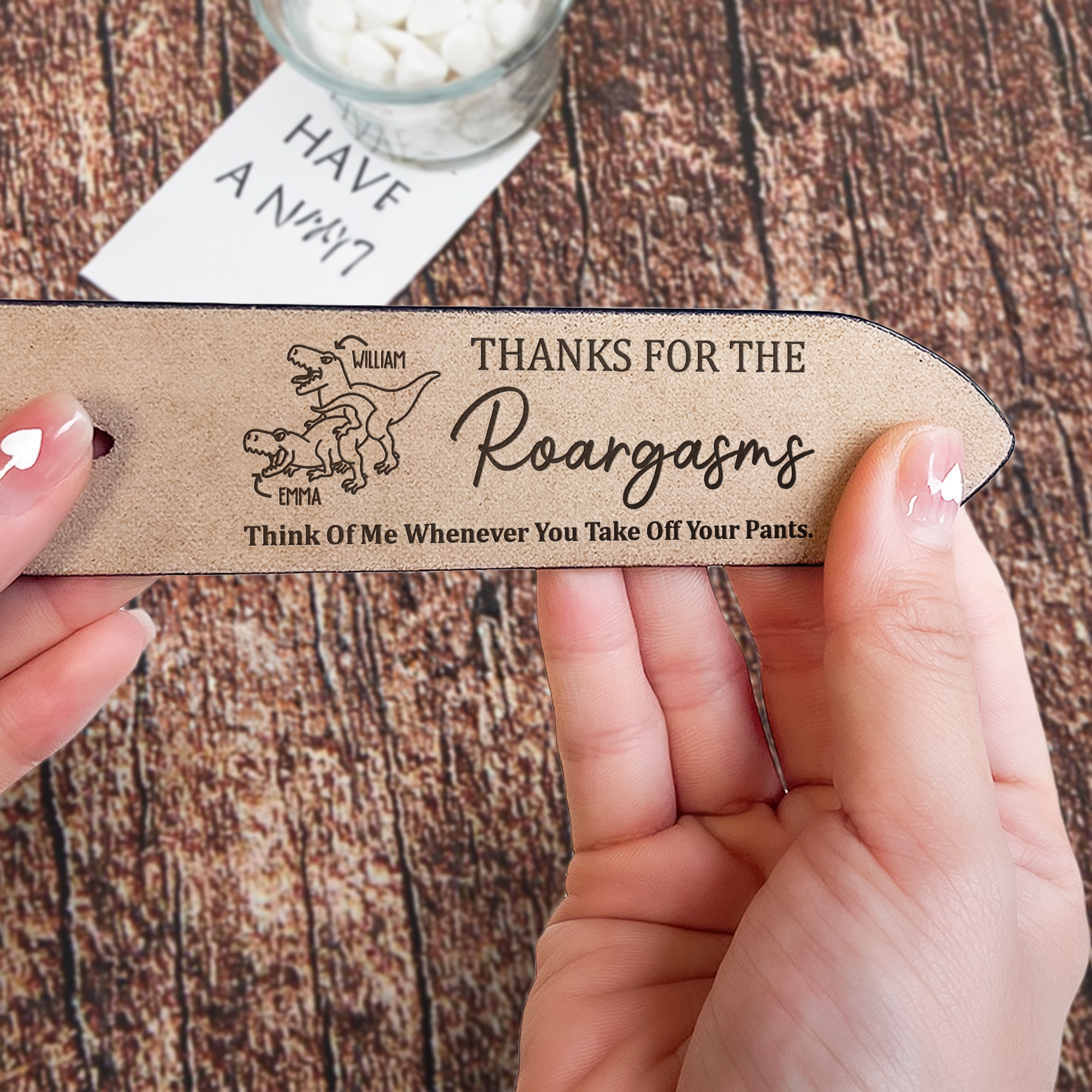 Father's Day Gifts, Thanks For The Roargasms Sexy Gift For Bf Husband - Personalized Engraved Leather Belt