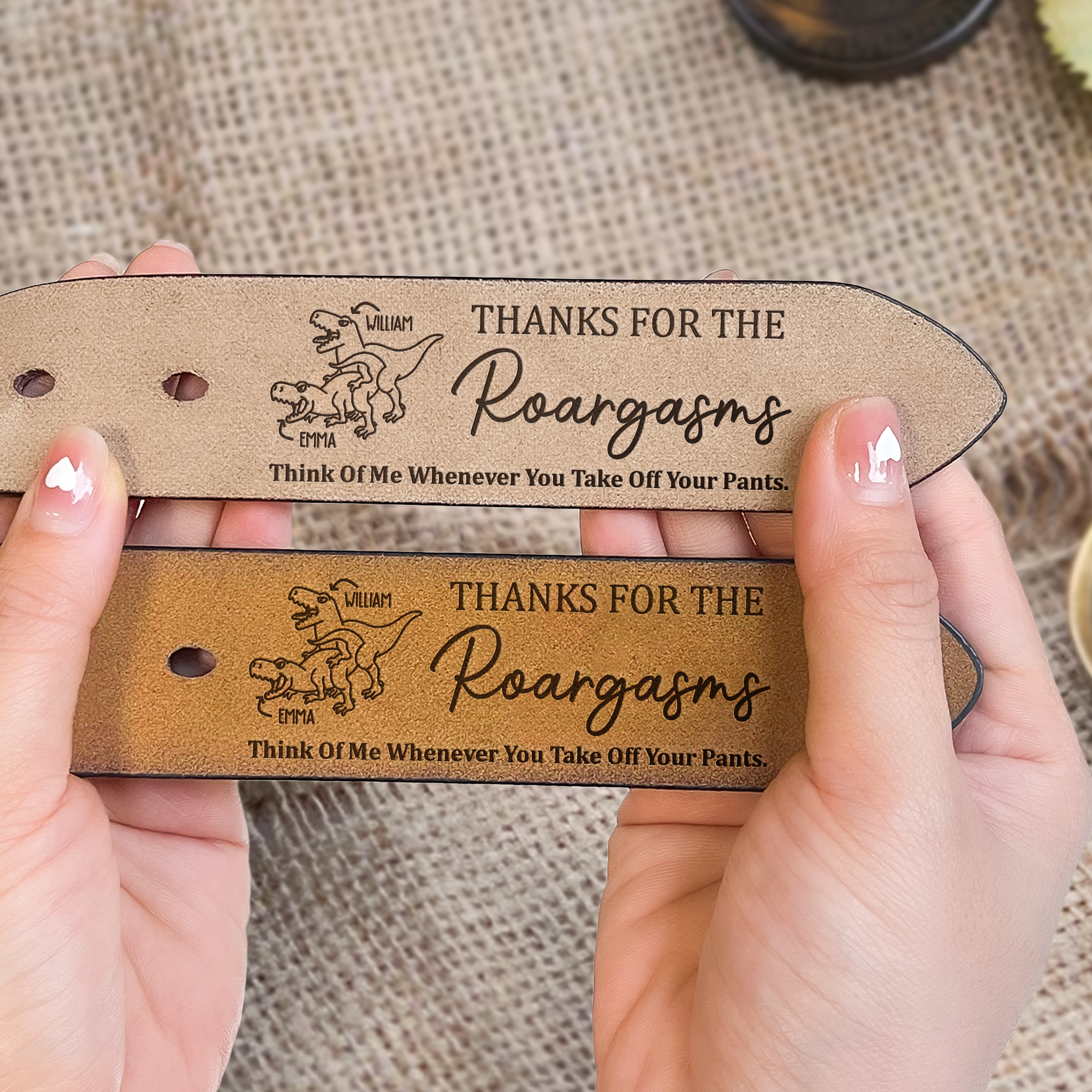 Father's Day Gifts, Thanks For The Roargasms Sexy Gift For Bf Husband - Personalized Engraved Leather Belt