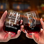 Thanks Mom I Woof You Dog Mom Gift - Personalized Stemless Wine Glass