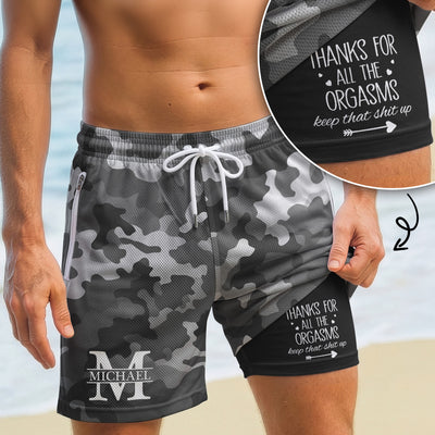 Thanks For All The Orgasms Custom Name Gift For Husband, Boyfriend - Personalized Shorts