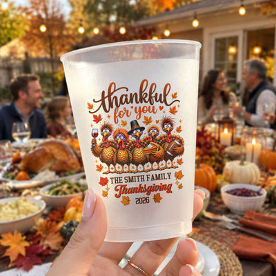Thanksgiving Party Cups Family, Friendsgiving - Gobble Funny Turkey - Personalized Cups