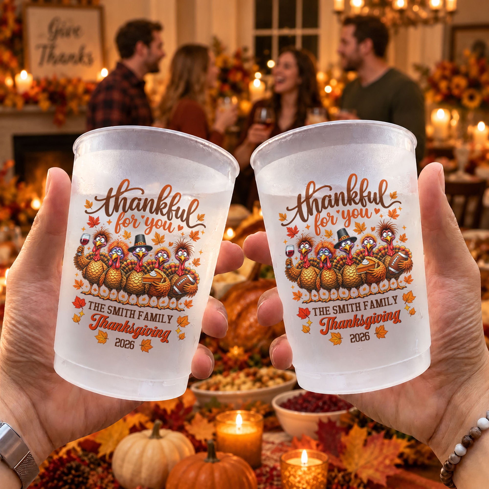 Thanksgiving-Party-Cups-Family,-Friendsgiving-Gobble-Funny-Turkey-Personalized-Cups-2