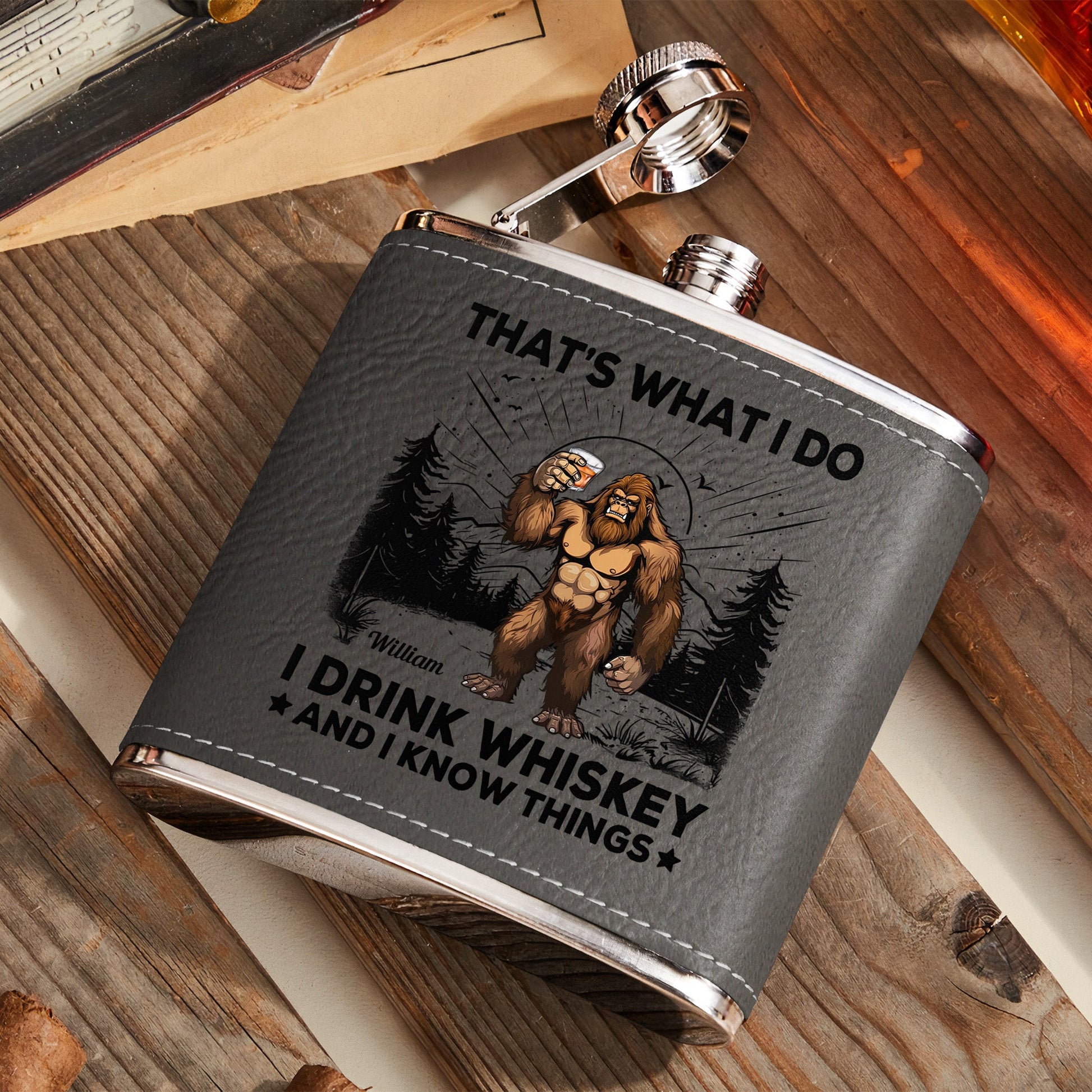 That'S What I Do - Personalized Leather Flask