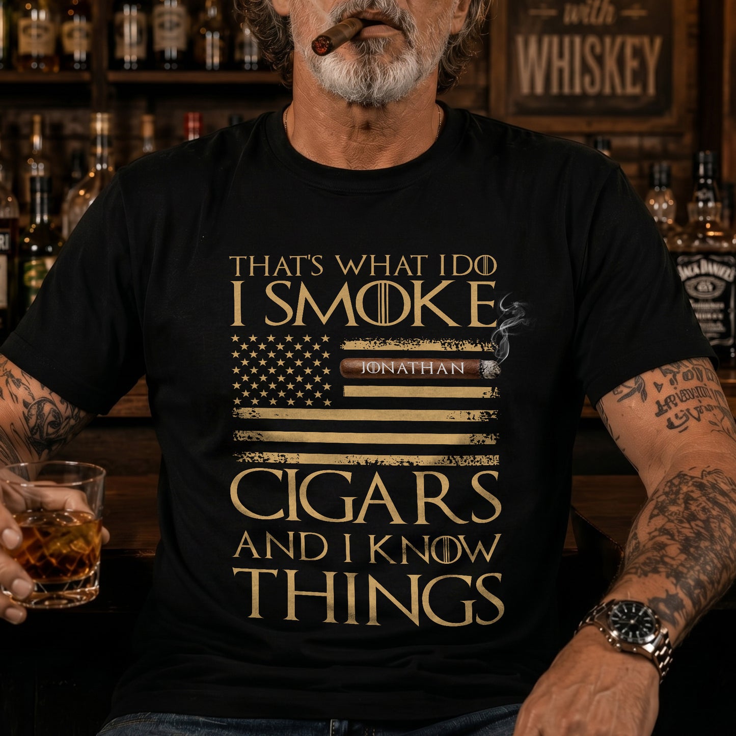 That's-What-I-Do-I-Smoke-Cigars-And-I-Know-Things-Personalized-Shirt-1