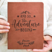 The Adventure Begins Wedding Gift For Couple - Personalized Leather Journal