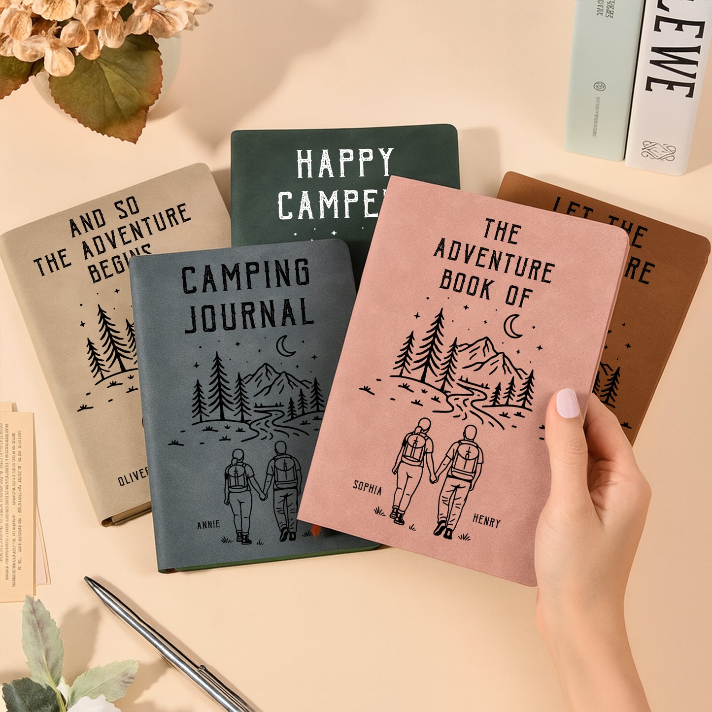 The Adventure Book Of Camping Couple - Personalized Leather Journal