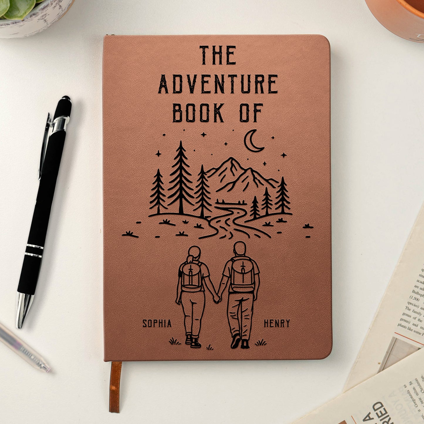 The Adventure Book Of Camping Couple - Personalized Leather Journal
