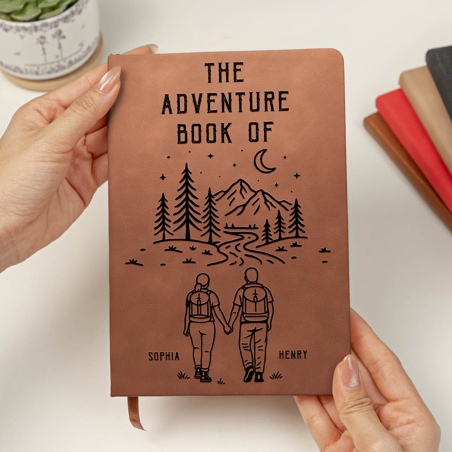 The Adventure Book Of Camping Couple - Personalized Leather Journal