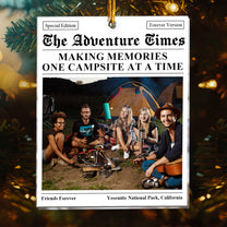 The Adventure Camping Times Newspaper - Personalized Acrylic Photo Ornament