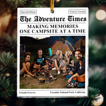 The Adventure Camping Times Newspaper - Personalized Acrylic Photo Ornament