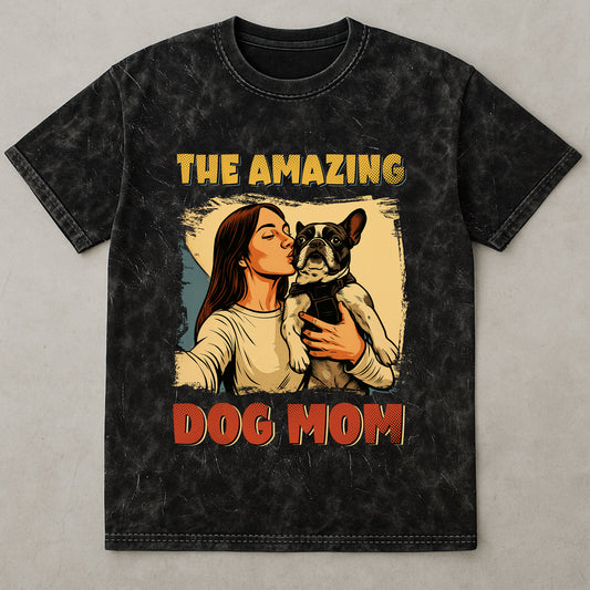 The Amazing Dog Cat Mom Dad Retro Comic Style - Personalized Photo Acid Wash T‑Shirt
