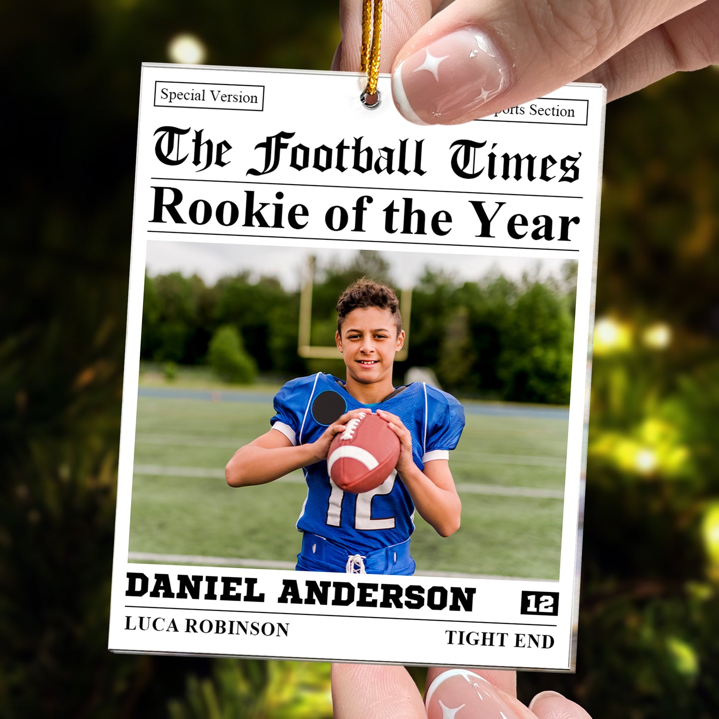 The American Football Times Newspaper - Personalized Acrylic Photo Ornament