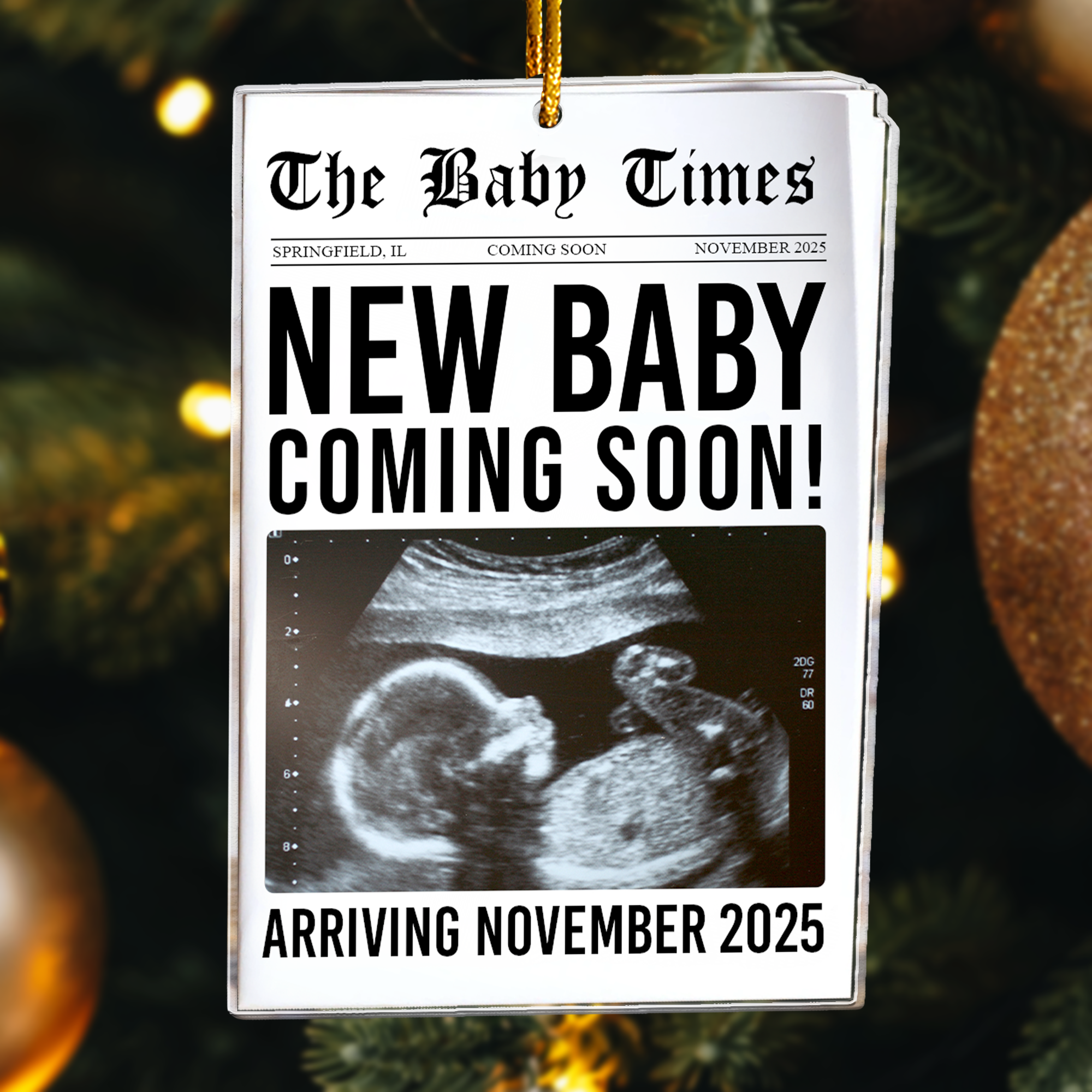 The Baby Times - New Baby Is Coming - Gifts For New Mom Dad - Personalized Acrylic Photo Ornament