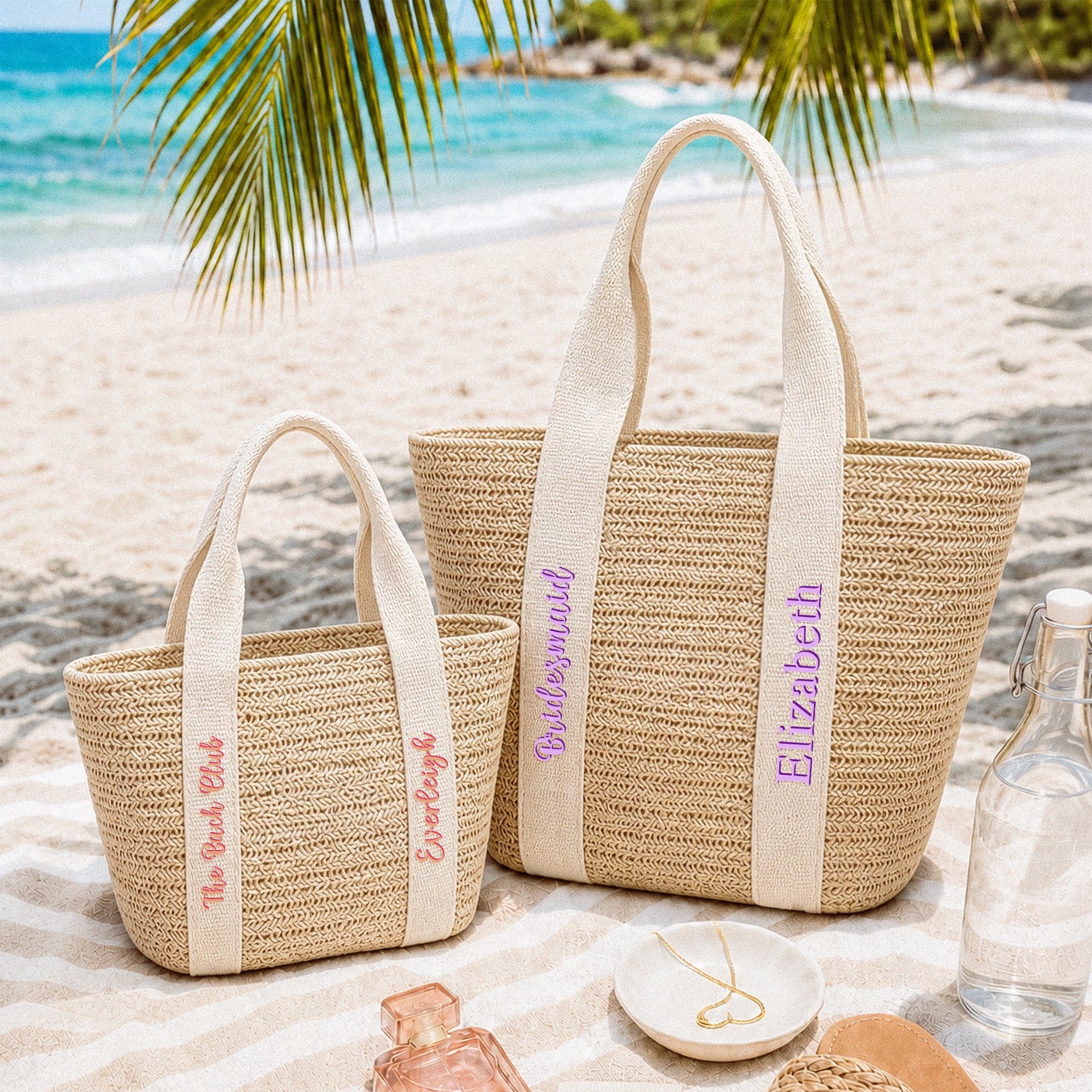 The Bach Club - Summer Bachelor Party Gifts For Bridesmaids, Bride - Personalized Straw Bag
