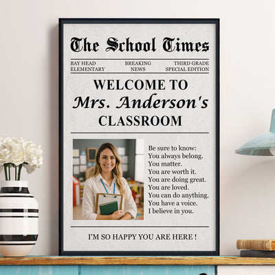 The Back To School Times Teacher Newspaper - Personalized Photo Poster/Canvas