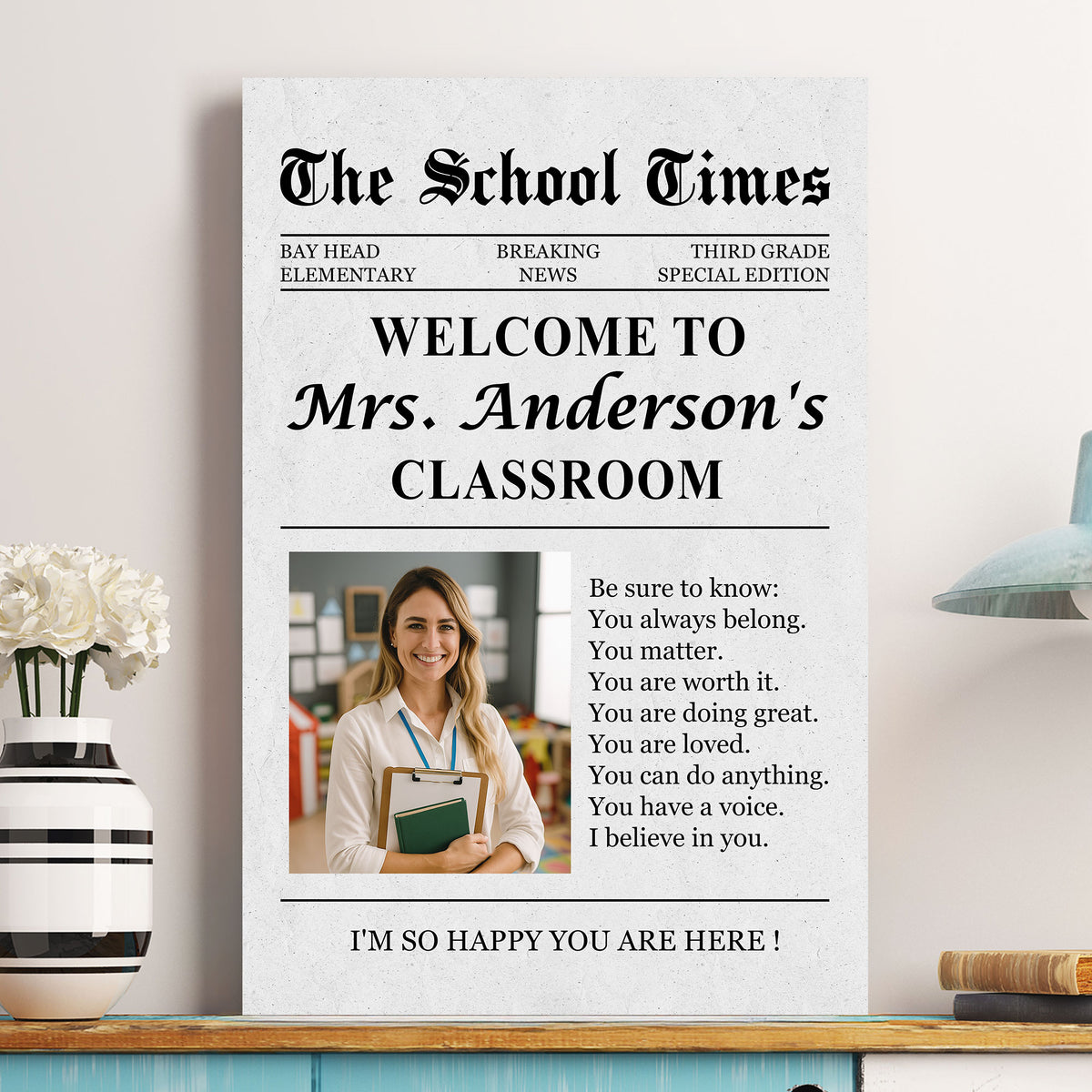 The Back To School Times Teacher Newspaper - Personalized Photo Poster ...