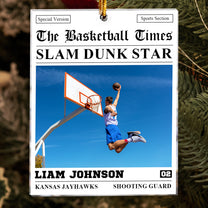 The Basketball Times Newspaper - Personalized Acrylic Photo Ornament