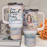 The Beach Is My Happy Place - Personalized 40oz Tumbler With Straw
