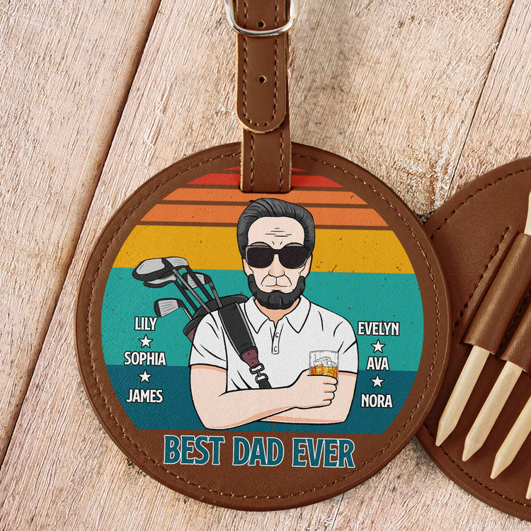 The Best Dad Ever - Personalized Leather Golf Bag Tag