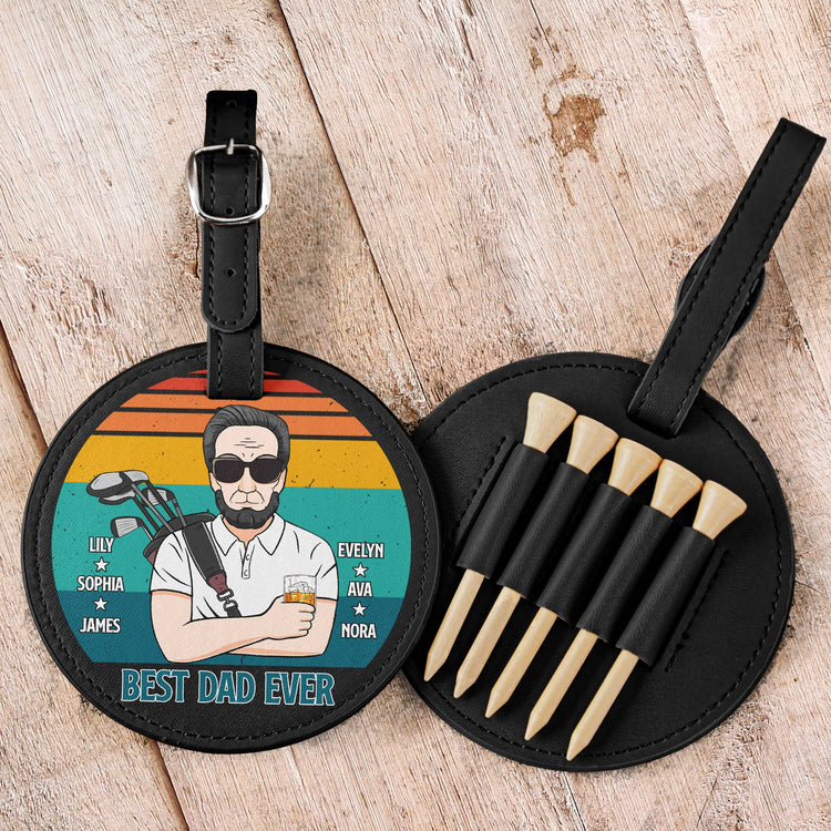 The Best Dad Ever - Personalized Leather Golf Bag Tag
