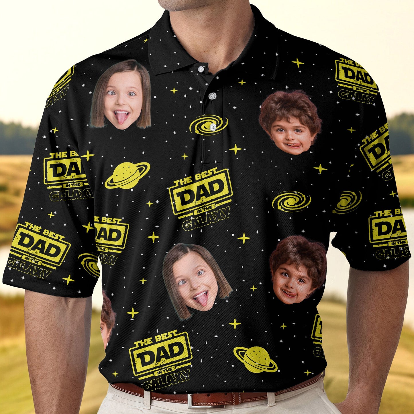 The Best Dad In The Galaxy - Personalized Photo Polo Shirt