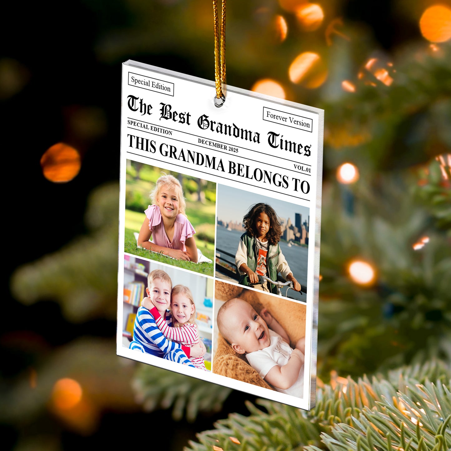 The Best Grandma Times - Personalized Acrylic Photo Ornament