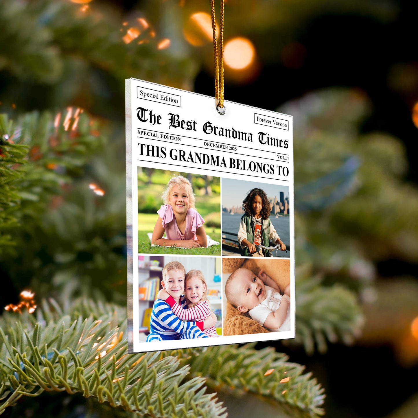 The Best Grandma Times - Personalized Acrylic Photo Ornament