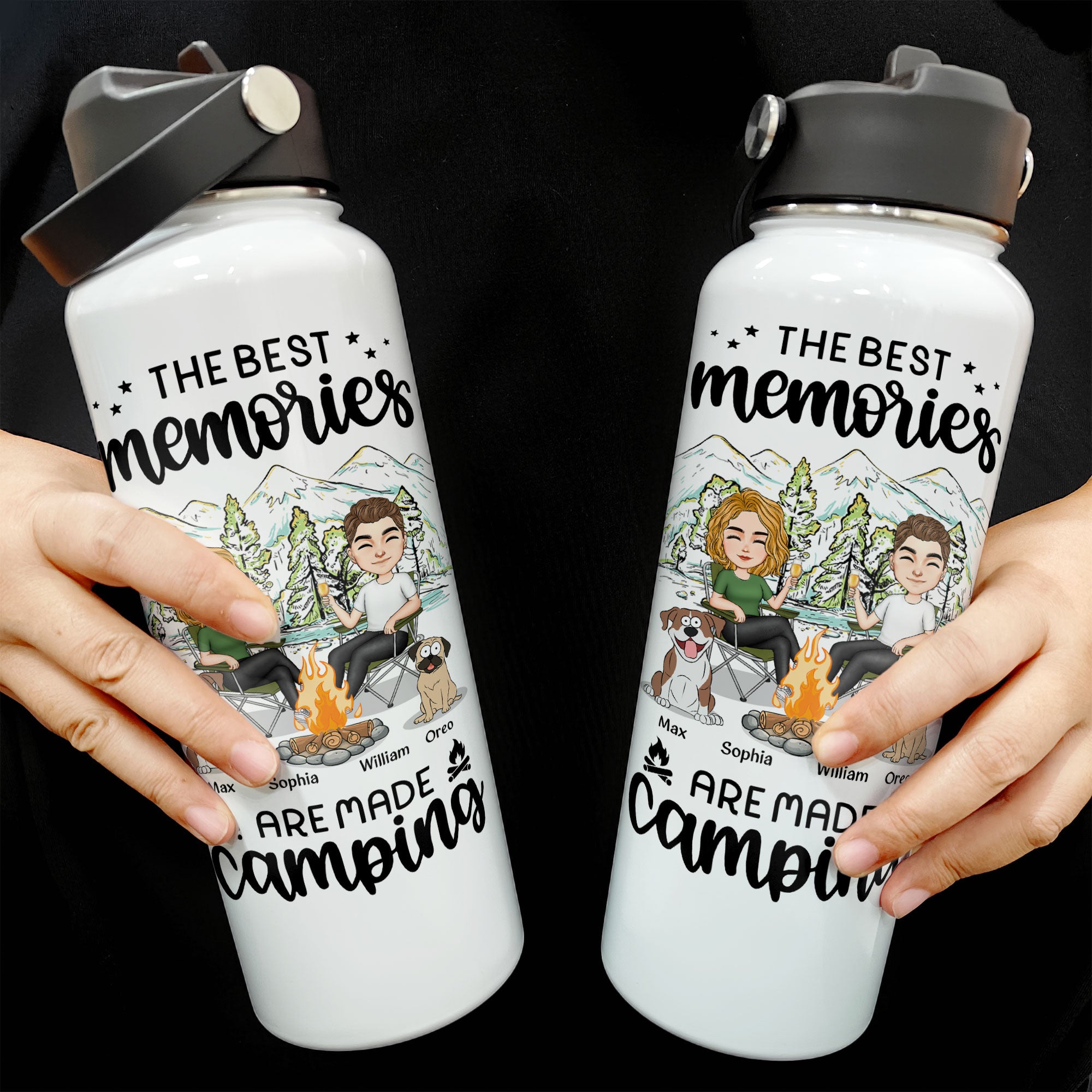 The Best Memories Are Made Camping - Personalized Stainless Steel Water Bottle