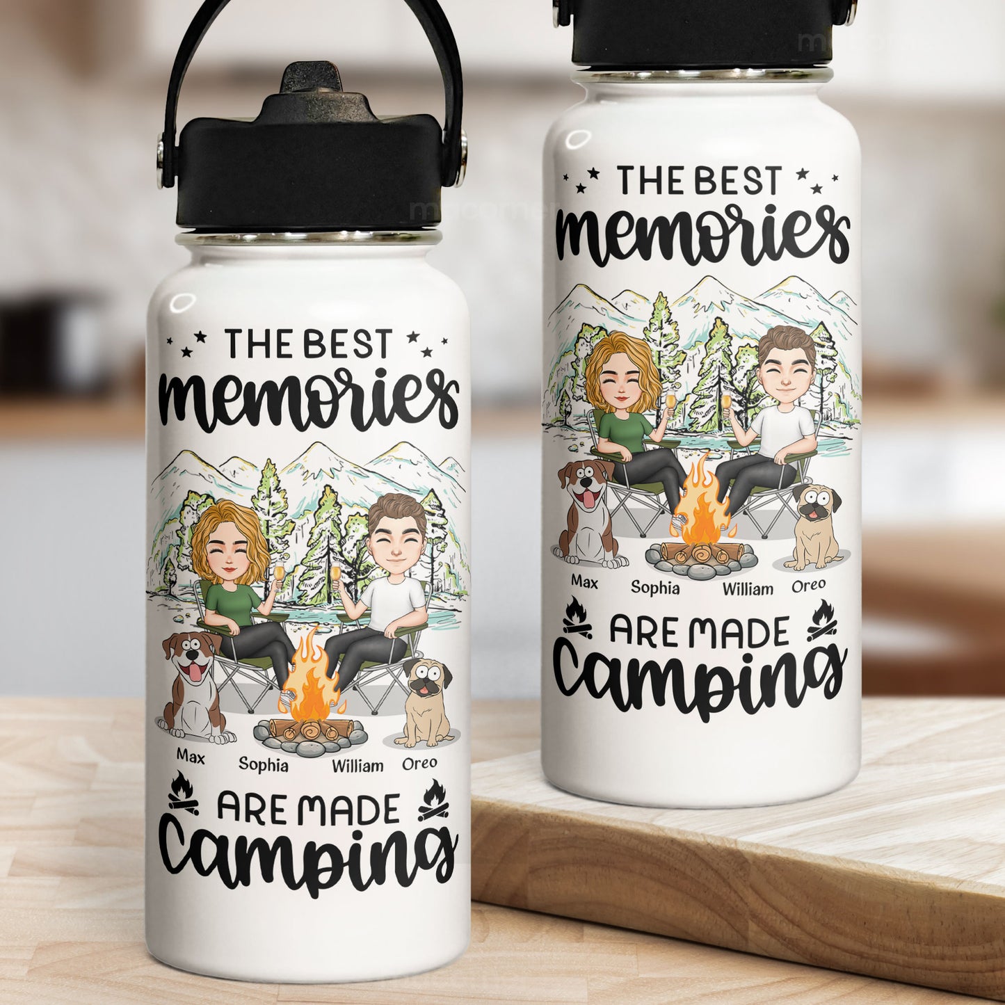 The Best Memories Are Made Camping - Personalized Stainless Steel Water Bottle