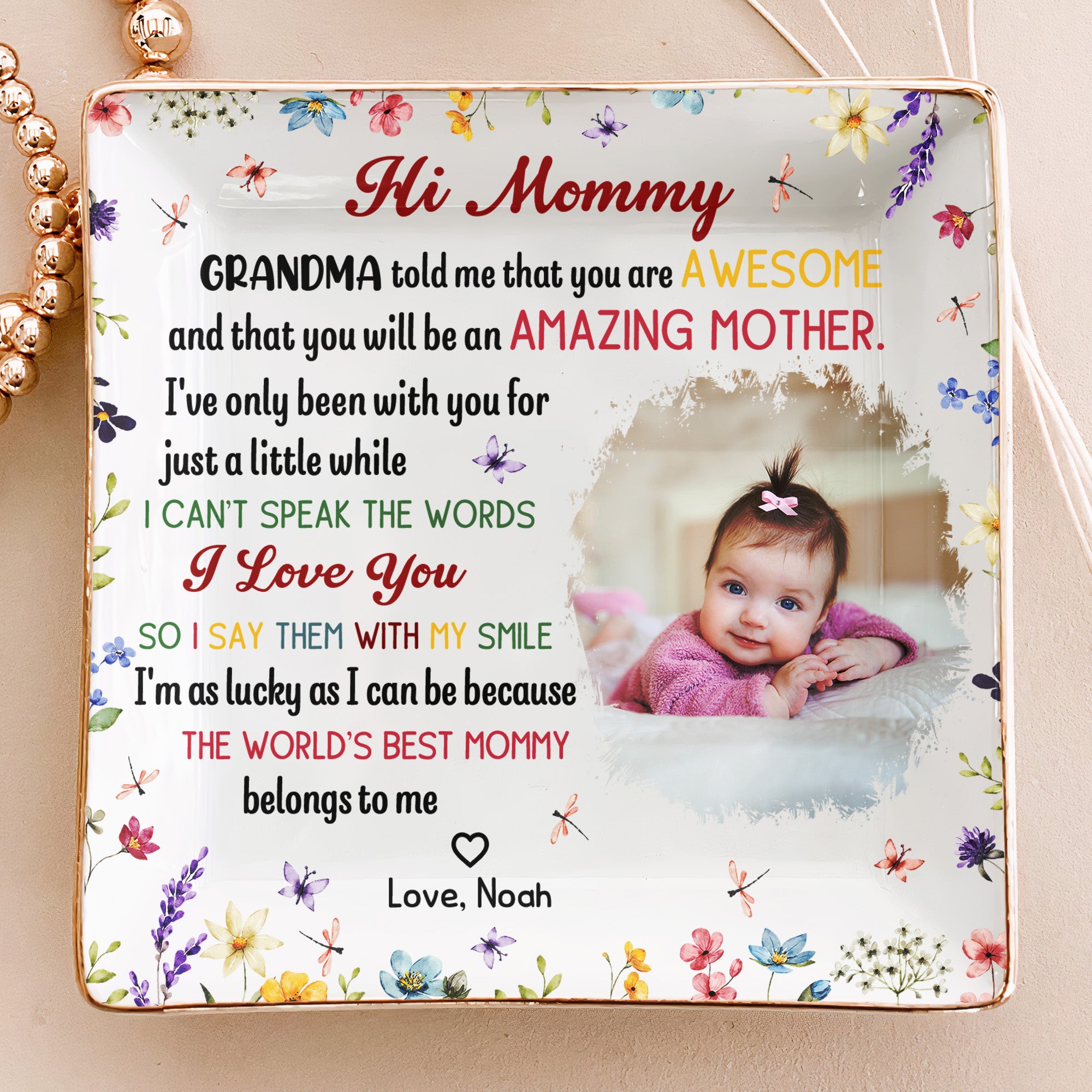The Best Mommy Belongs To Me First Mom New Mom Gift - Personalized Photo Jewelry Dish