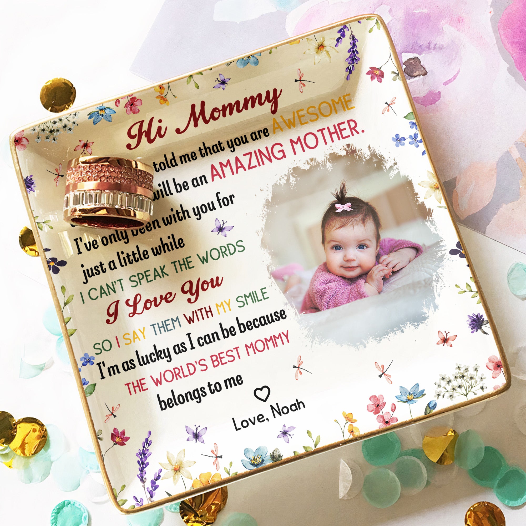 The Best Mommy Belongs To Me First Mom New Mom Gift - Personalized Photo Jewelry Dish